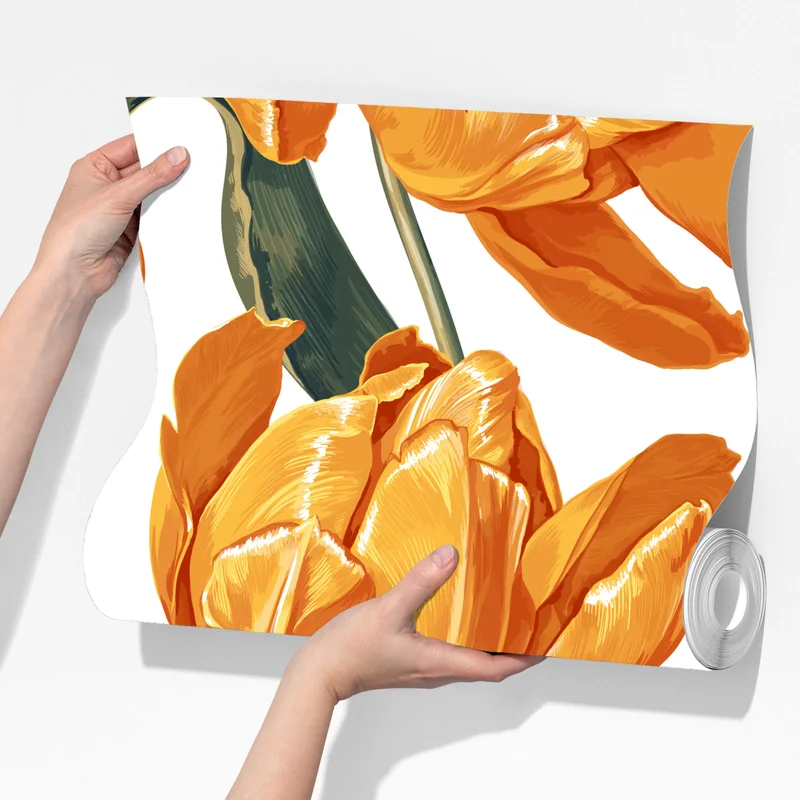 Fototapete muster mit lebhaften orangen tulpen Fototapete muster mit lebhaften orangen tulpen