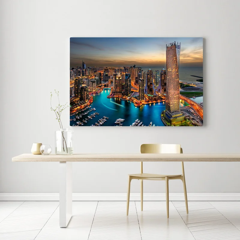 Leinwandbild Dubai marina skyline bei dämmerung Leinwandbild Dubai marina skyline bei dämmerung