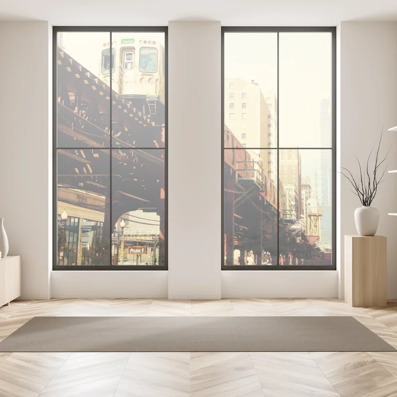 Naklejka na okno retro kolej nadziemna nad ulicą miasta