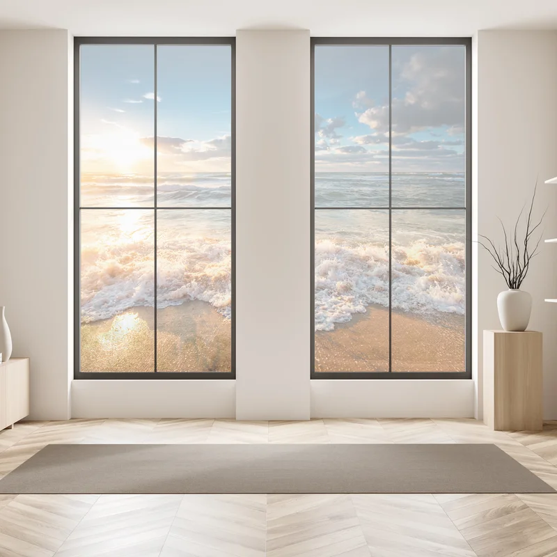 Fensteraufkleber goldener sonnenaufgang über dem meer Fensteraufkleber goldener sonnenaufgang über dem meer