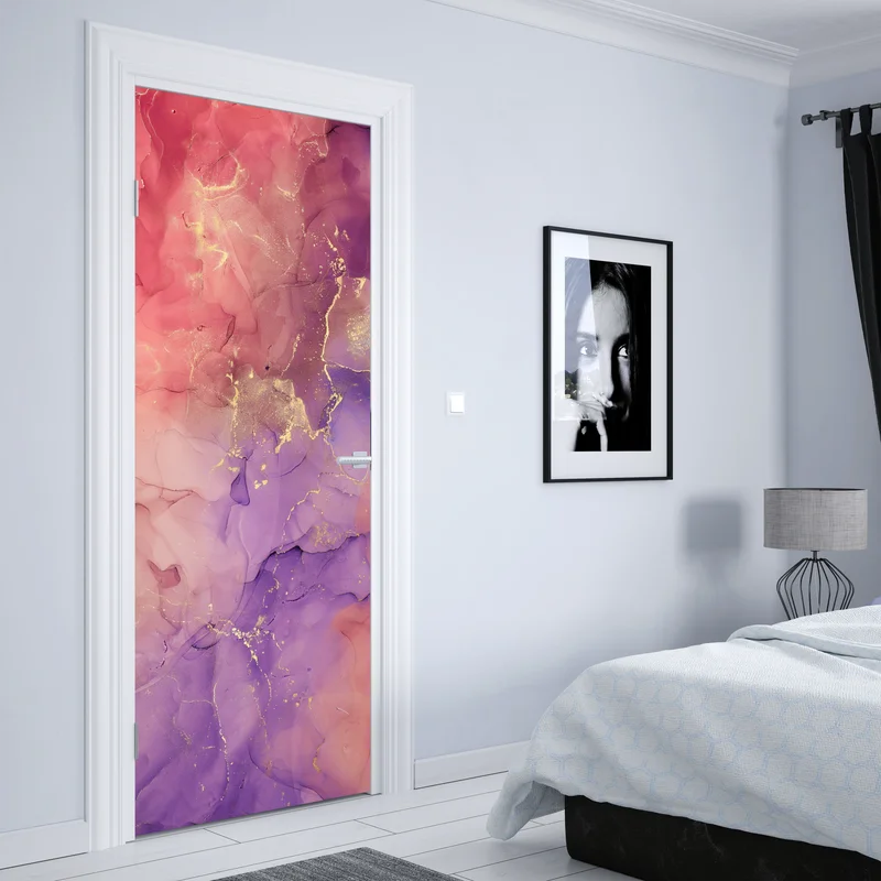 Türaufkleber ätherische rosa und lila marmoroptik