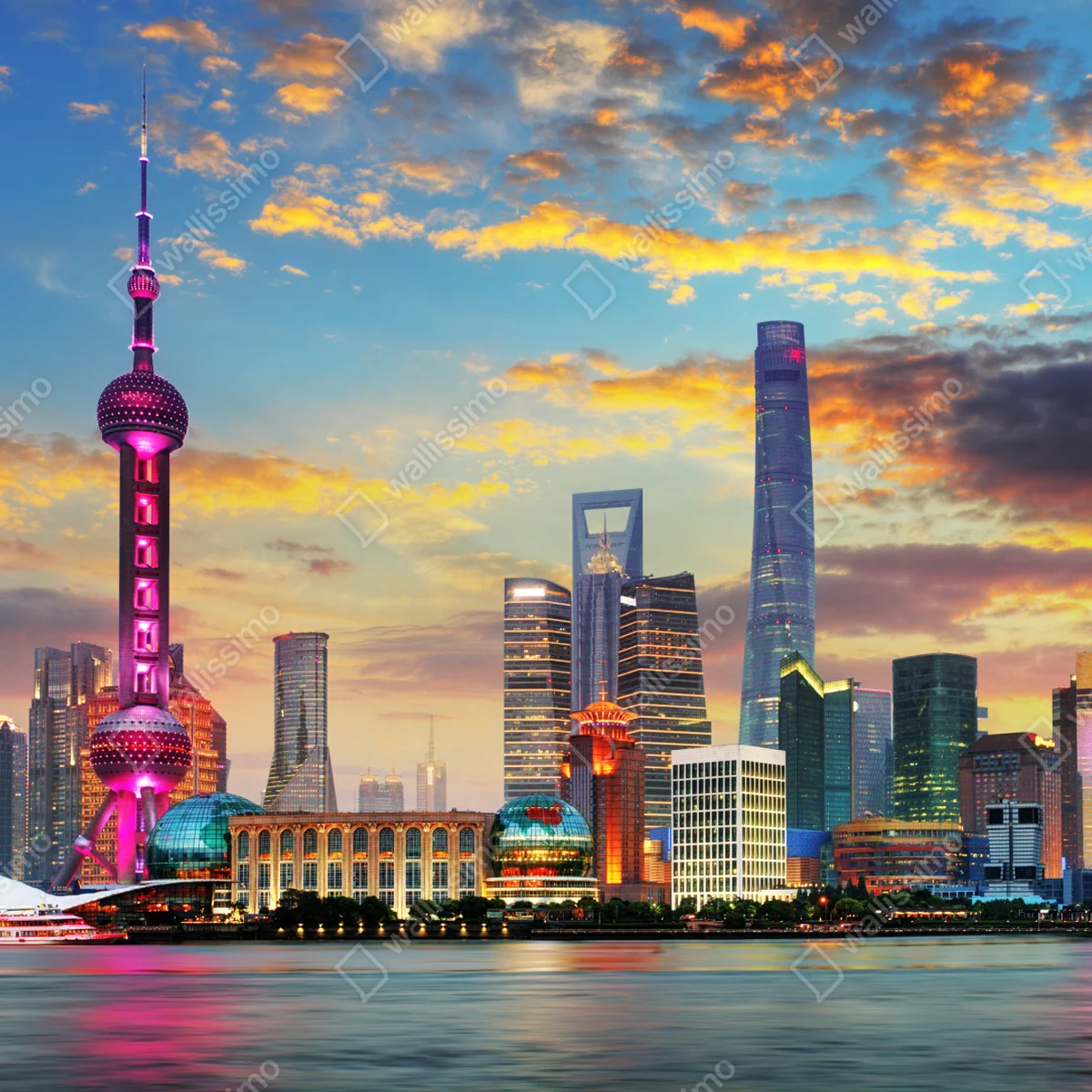 Leinwandbild Shanghai skyline bei sonnenuntergang Leinwandbild Shanghai skyline bei sonnenuntergang