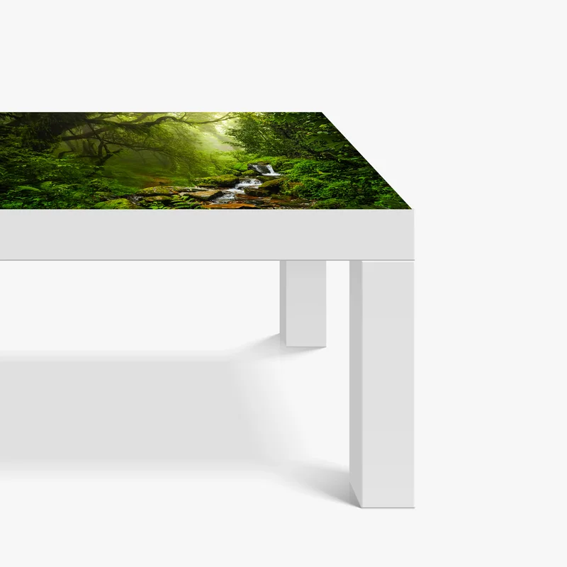 Tischaufkleber und Schreibtischaufkleber üppiger nebliger waldwasserfall