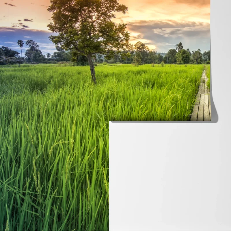 Fototapete sonnenuntergang über einer hölzernen brücke in Khonburi Fototapete sonnenuntergang über einer hölzernen brücke in Khonburi