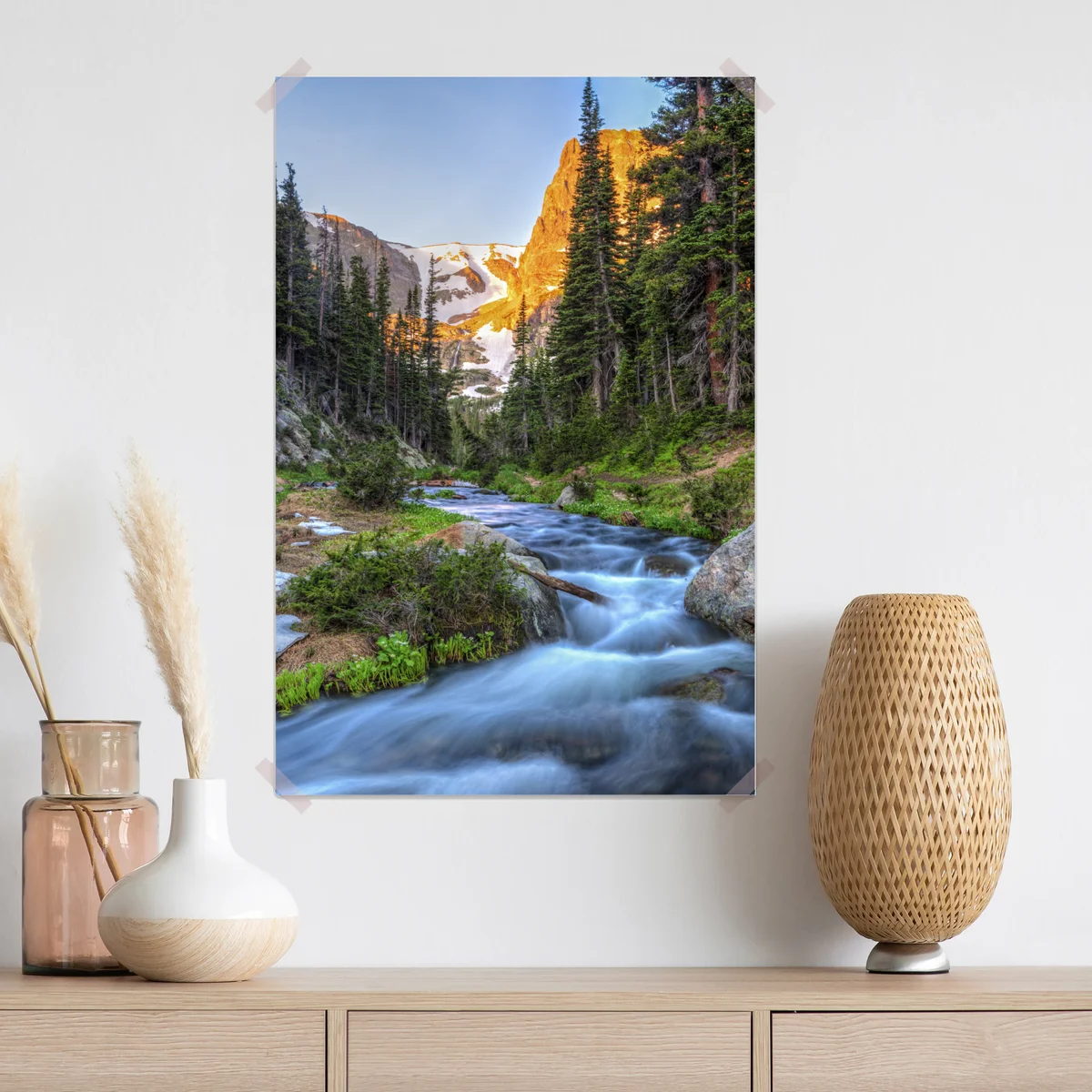 Poster goldener gipfel über alpenbach Poster goldener gipfel über alpenbach