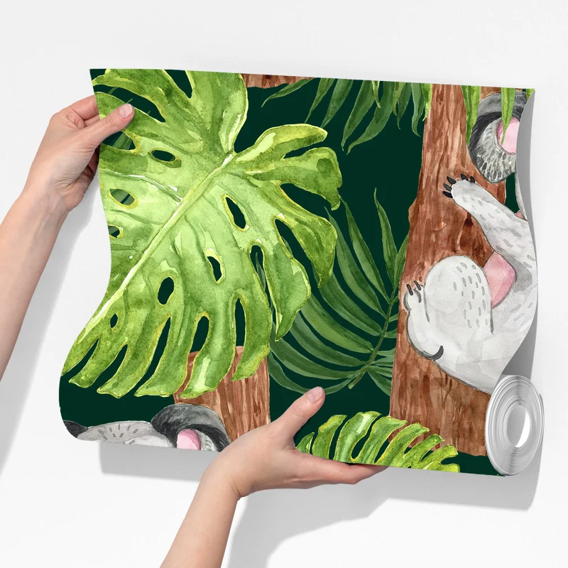 Fototapete niedliches aquarell-koala-muster mit tropischen blättern Fototapete niedliches aquarell-koala-muster mit tropischen blättern