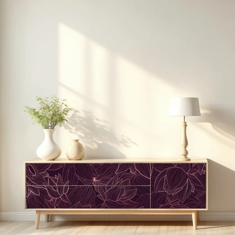 Repositionierbarer Aufkleber elegantes rosa linienblumenmuster Repositionierbarer Aufkleber elegantes rosa linienblumenmuster