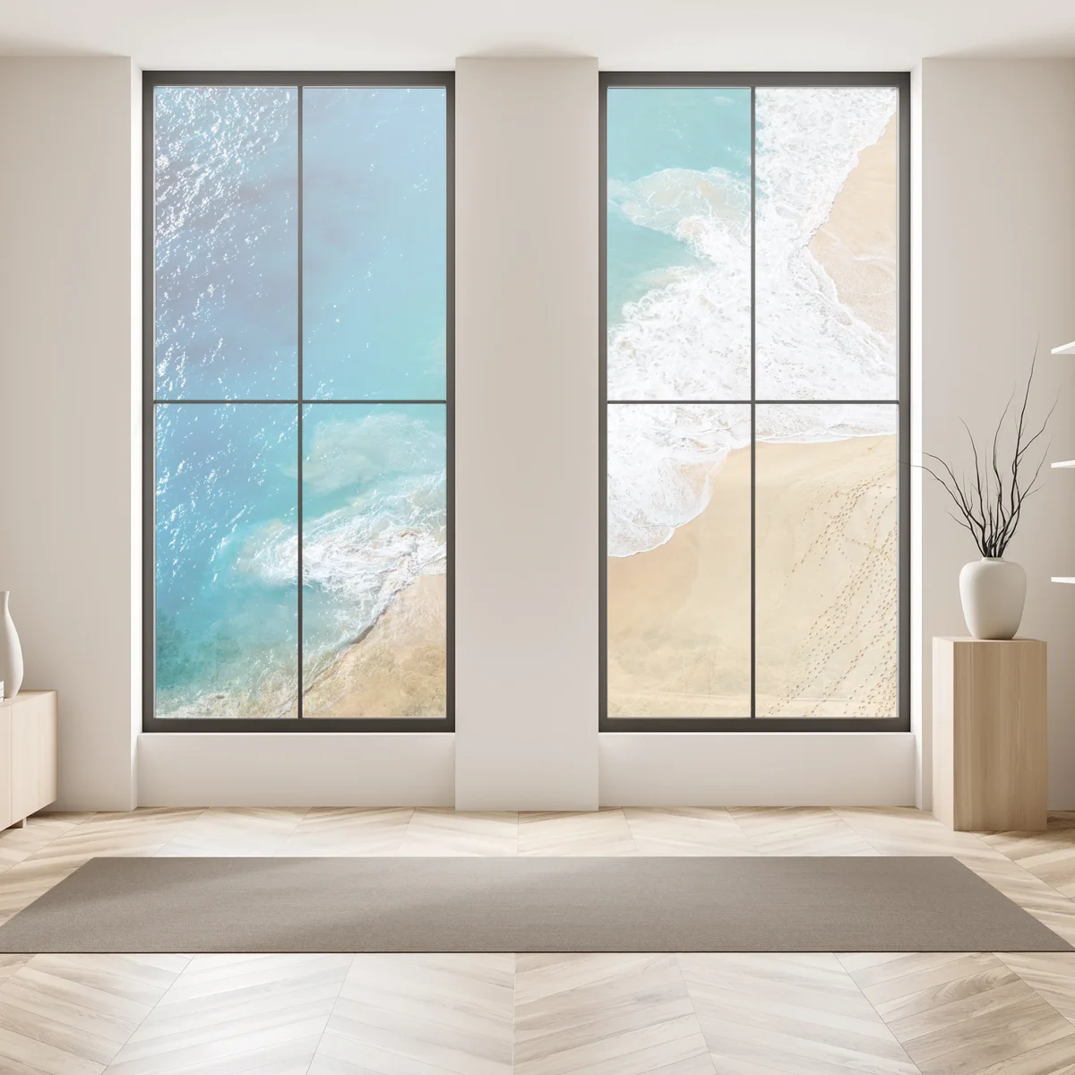 Fensteraufkleber luftaufnahme türkisfarbener strand Fensteraufkleber luftaufnahme türkisfarbener strand