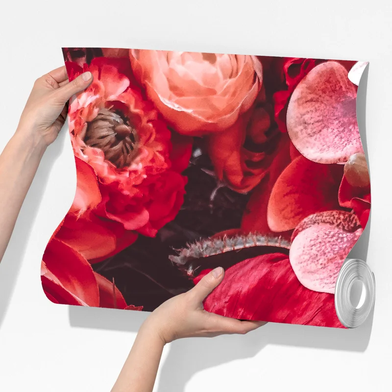 Fototapeta kwiatowa symfonia w odcieniach czerwieni Fototapeta kwiatowa symfonia w odcieniach czerwieni