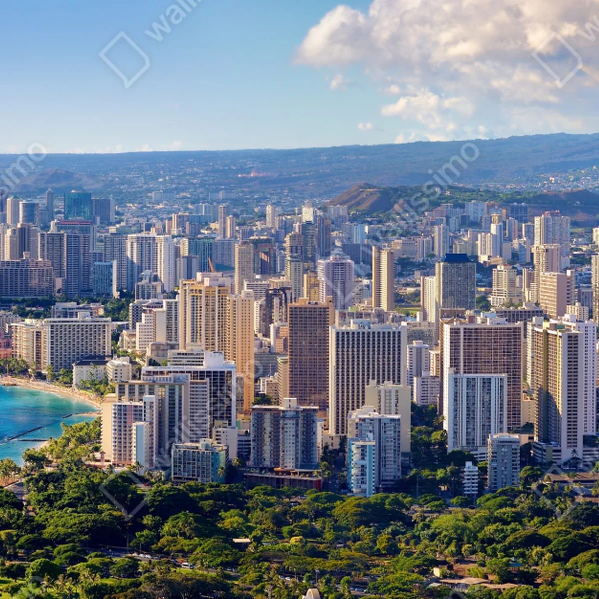 Leinwandbild panoramablick auf eine tropische küstenstadt Leinwandbild panoramablick auf eine tropische küstenstadt