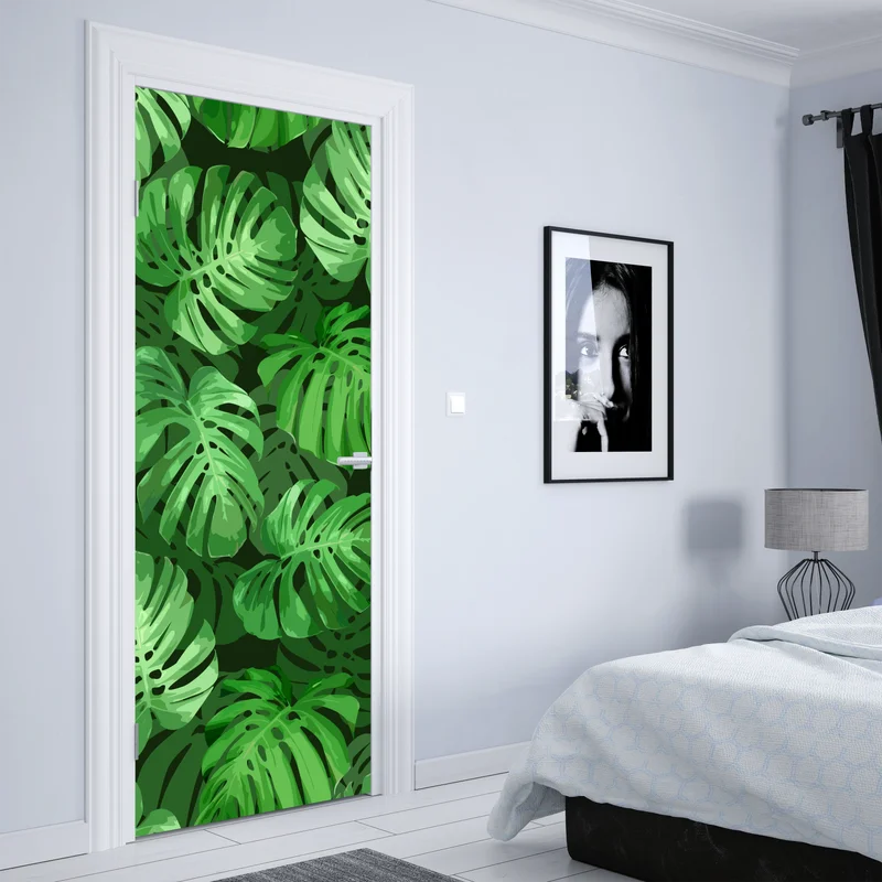 Türaufkleber tropisches monstera-blattmuster Türaufkleber tropisches monstera-blattmuster