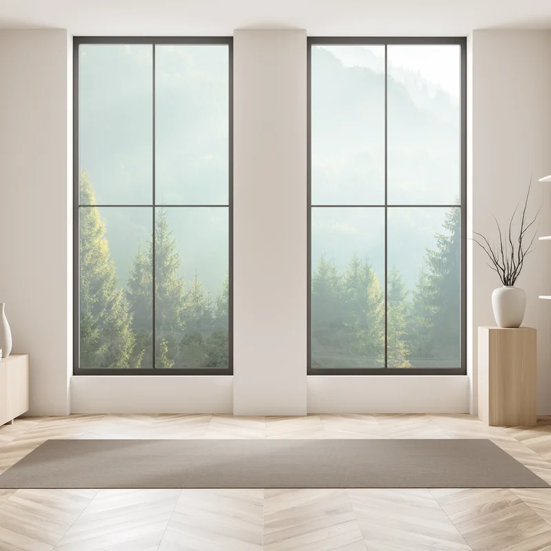 Fensteraufkleber neblige fichtenspitzen im morgenlicht Fensteraufkleber neblige fichtenspitzen im morgenlicht