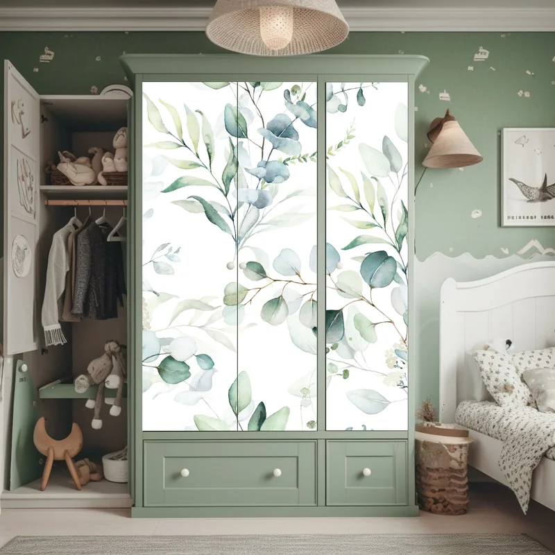 Schrankaufkleber aquarell eukalyptus blättermuster