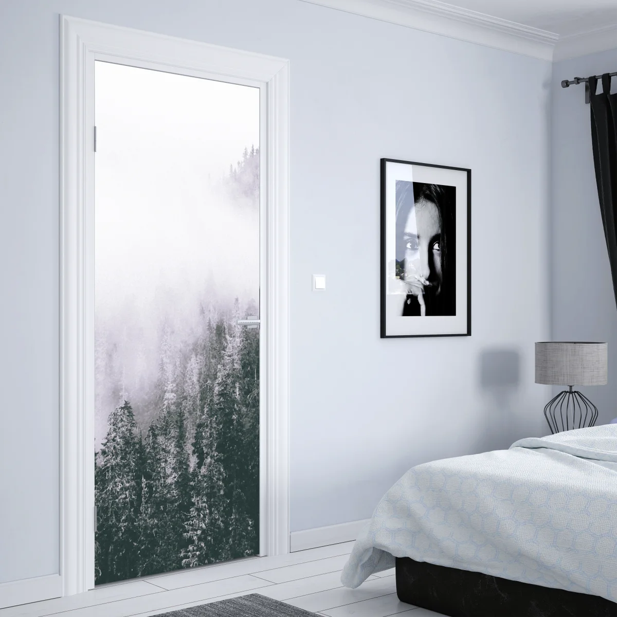 Türaufkleber nebliger immergrüner wald Türaufkleber nebliger immergrüner wald