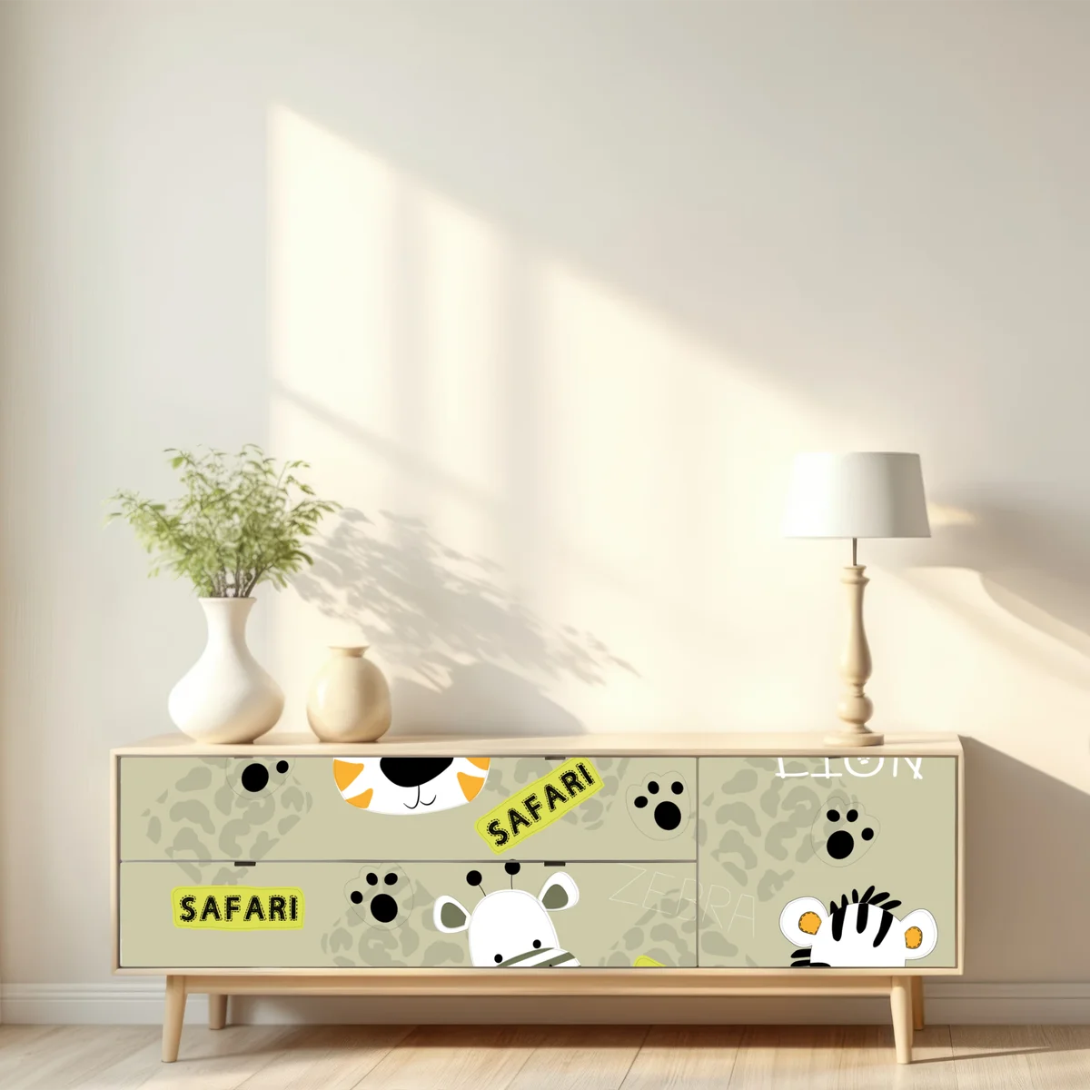 Repositionierbarer Aufkleber süßes safari-tiermuster für kinder Repositionierbarer Aufkleber süßes safari-tiermuster für kinder