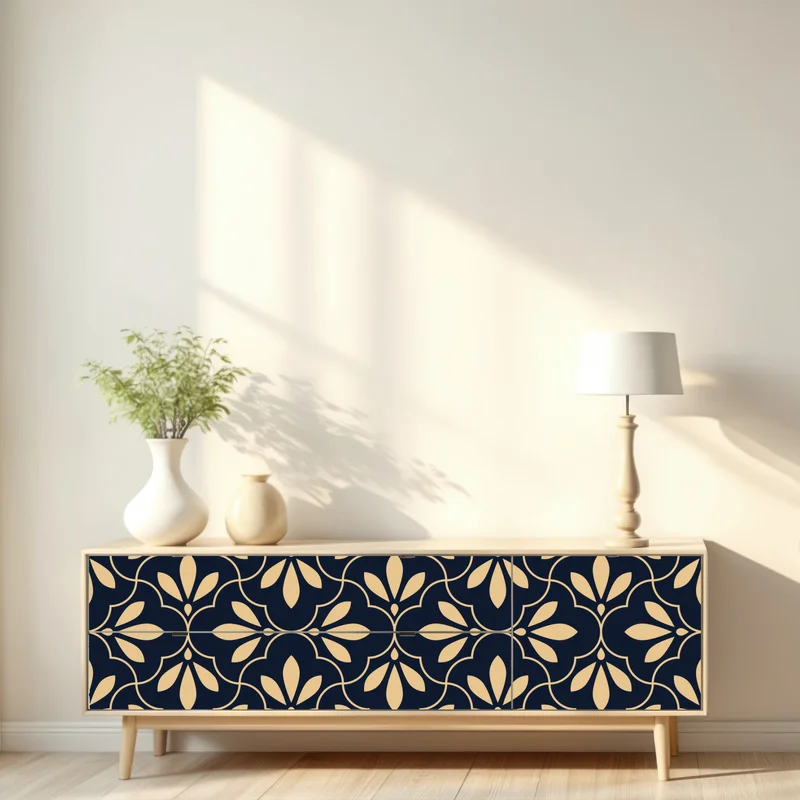 Repositionierbarer Aufkleber marineblau-beige ornament