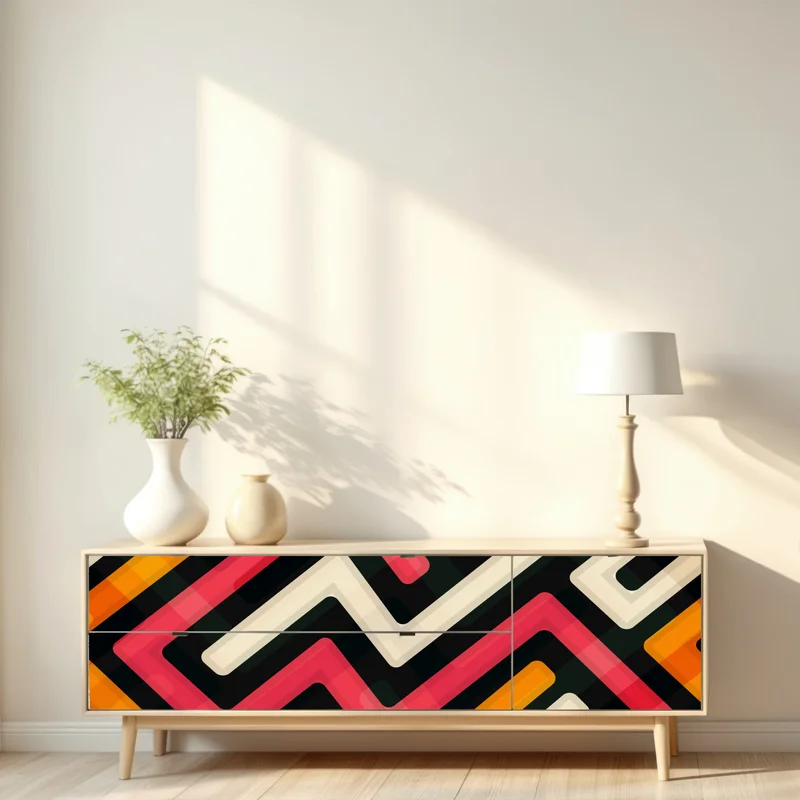 Repositionierbarer Aufkleber buntes geometrisches labyrinthmuster Repositionierbarer Aufkleber buntes geometrisches labyrinthmuster