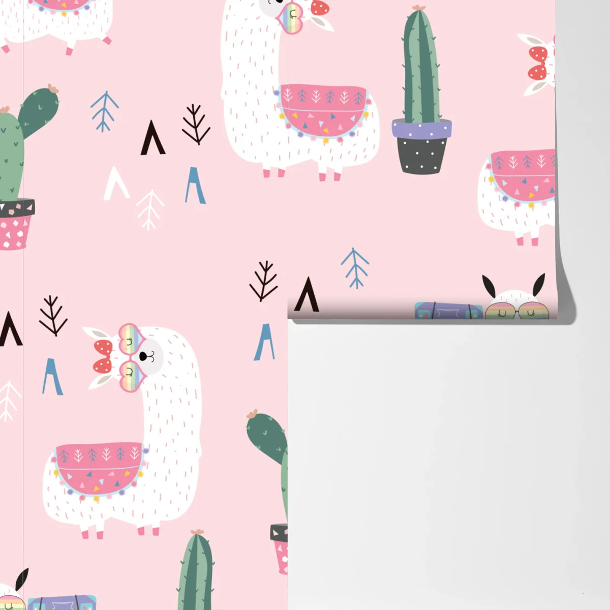 Fototapete niedliches pastell lama-muster Fototapete niedliches pastell lama-muster