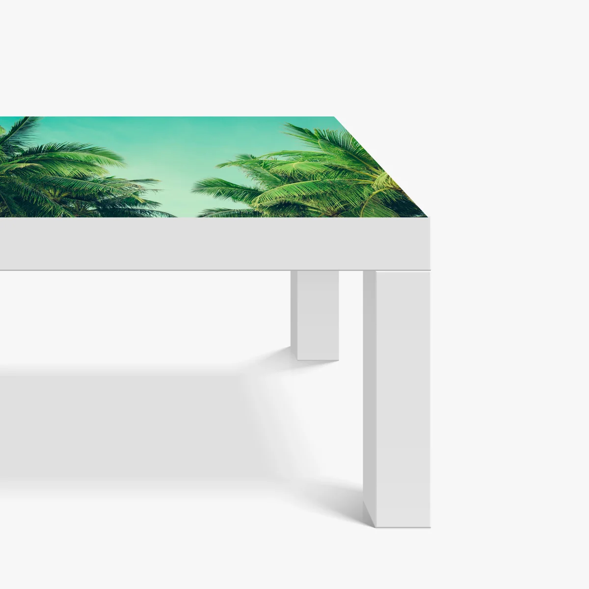 Tischaufkleber und Schreibtischaufkleber tropisches palmendach unter türkisfarbenem himmel Tischaufkleber und Schreibtischaufkleber tropisches palmendach unter türkisfarbenem himmel