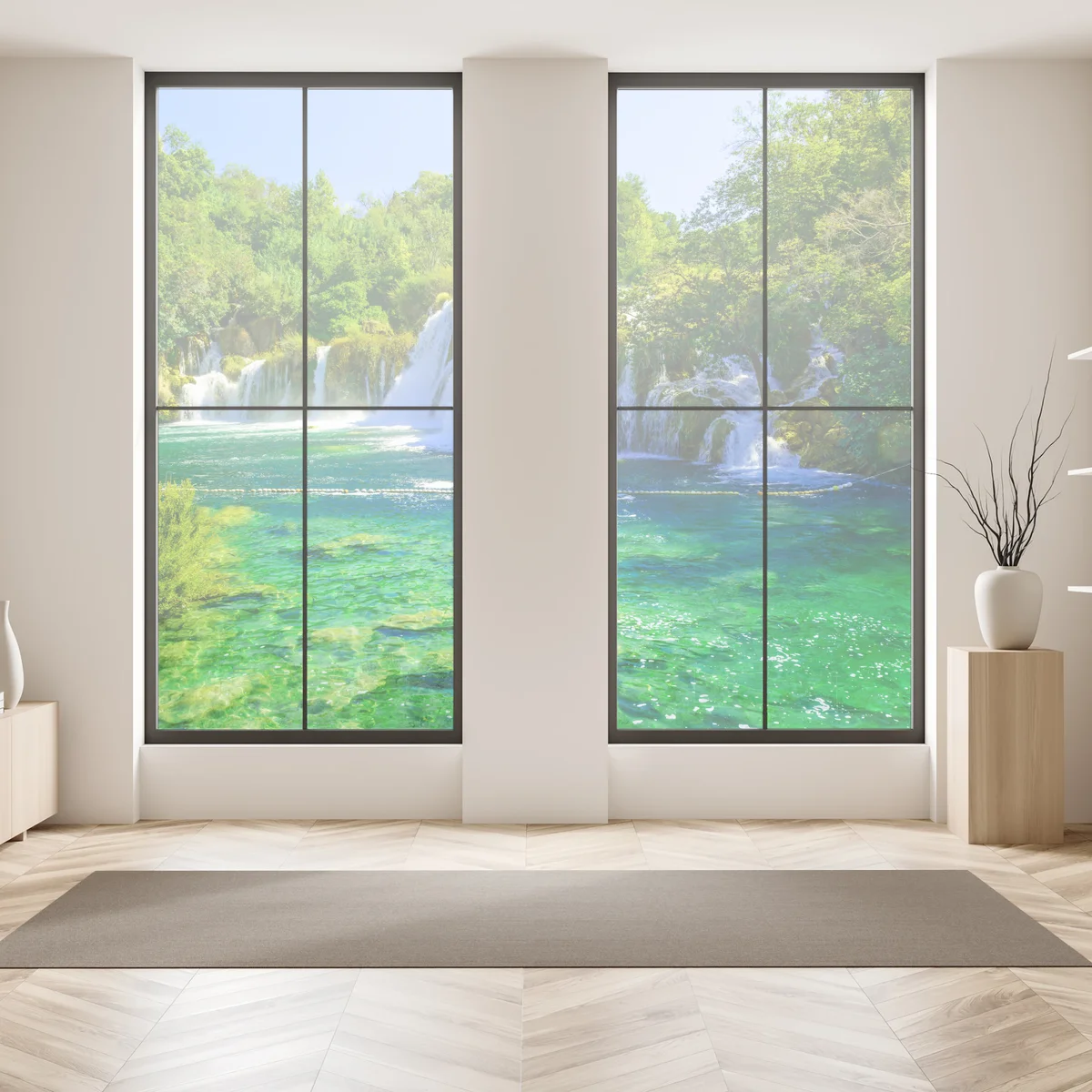 Fensteraufkleber smaragdgrüner wasserfall Fensteraufkleber smaragdgrüner wasserfall