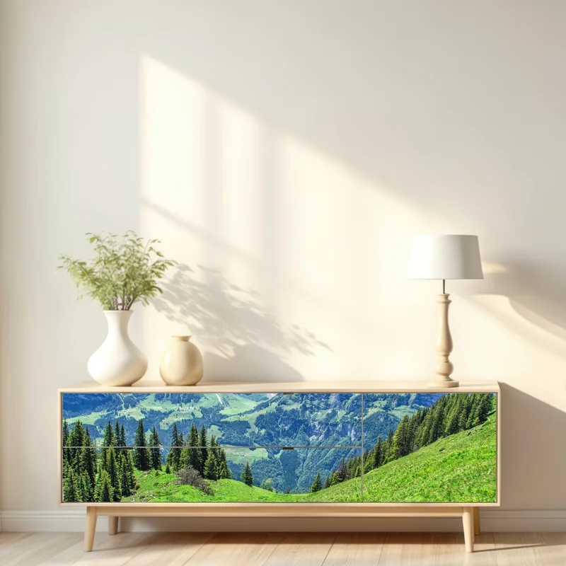 Repositionierbarer Aufkleber alpine panorama über Engelberg, Schweiz