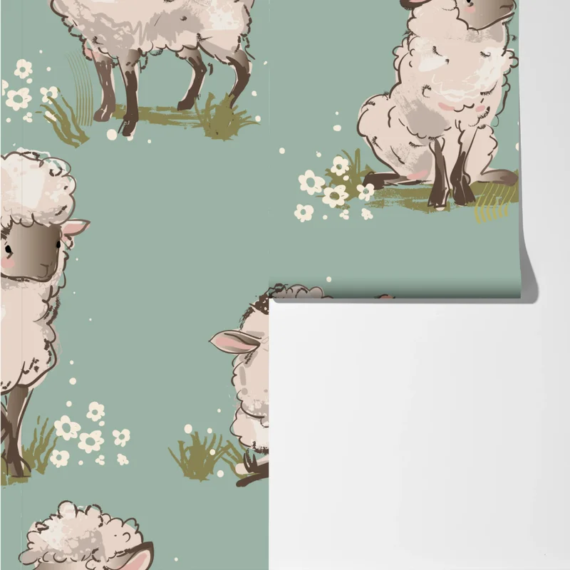 Fototapete niedliche lämmer auf türkisfarbenem hintergrund Fototapete niedliche lämmer auf türkisfarbenem hintergrund