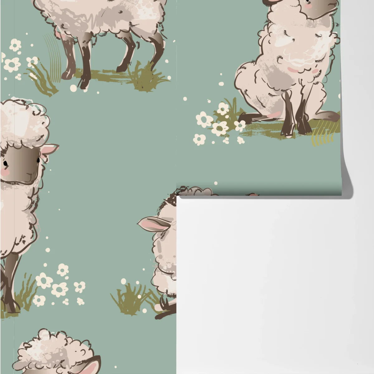 Fototapete niedliche lämmer auf türkisfarbenem hintergrund Fototapete niedliche lämmer auf türkisfarbenem hintergrund