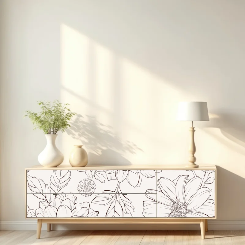 Repositionierbarer Aufkleber zartes botanisches blumenmuster