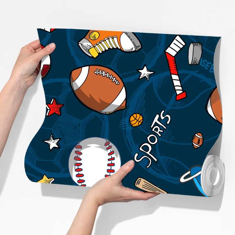 Fototapeta zabawny wzór sportowy na granatowym tle Fototapeta zabawny wzór sportowy na granatowym tle