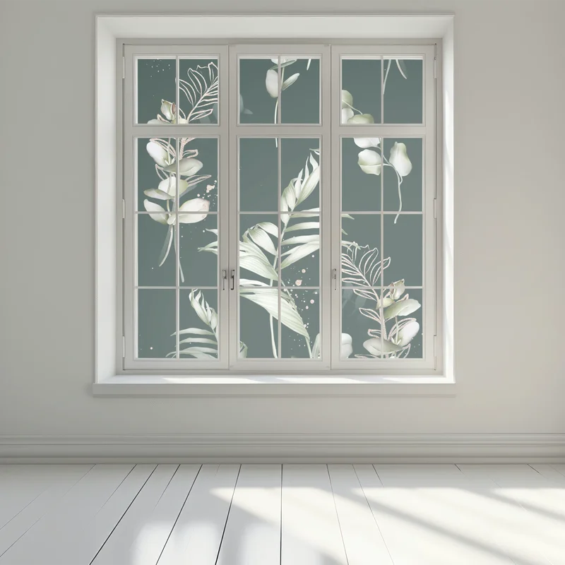 Fensteraufkleber eukalyptus muster mit goldakzenten