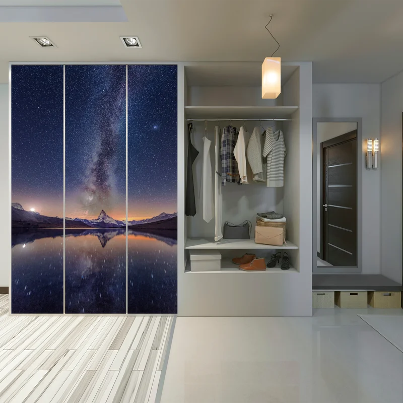 Schrankaufkleber milchstraße über alpengipfel gespiegelt im see Schrankaufkleber milchstraße über alpengipfel gespiegelt im see