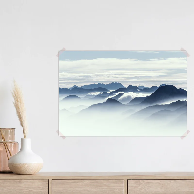 Poster neblige bergschichten im morgenlicht Poster neblige bergschichten im morgenlicht