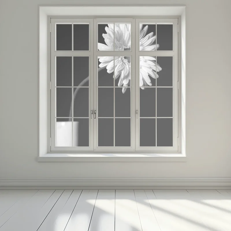 Fensteraufkleber weiße gerbera vor schwarzem hintergrund Fensteraufkleber weiße gerbera vor schwarzem hintergrund