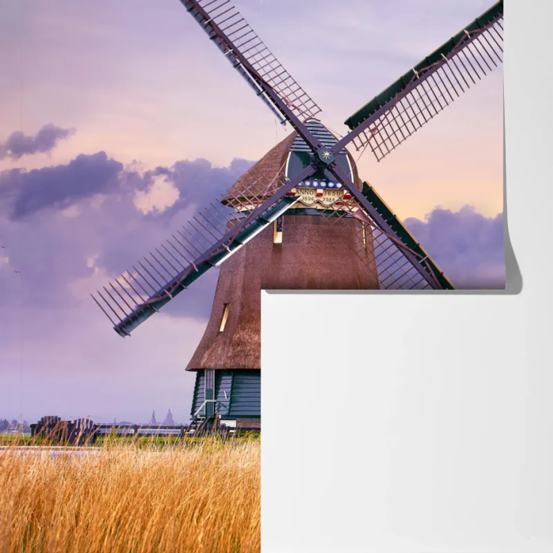 Fototapete historische windmühle auf goldenen feldern Fototapete historische windmühle auf goldenen feldern