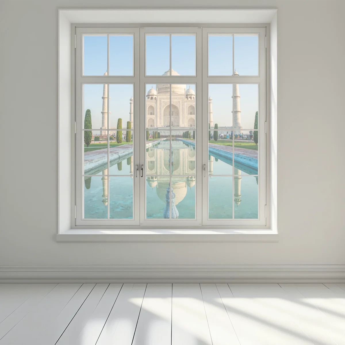 Naklejka na okno Tadź Mahal odbicie w porannym świetle Naklejka na okno Tadź Mahal odbicie w porannym świetle