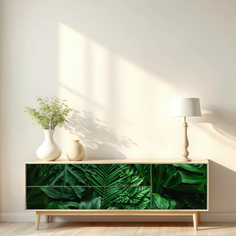 Repositionierbarer Aufkleber üppige tropische blätter