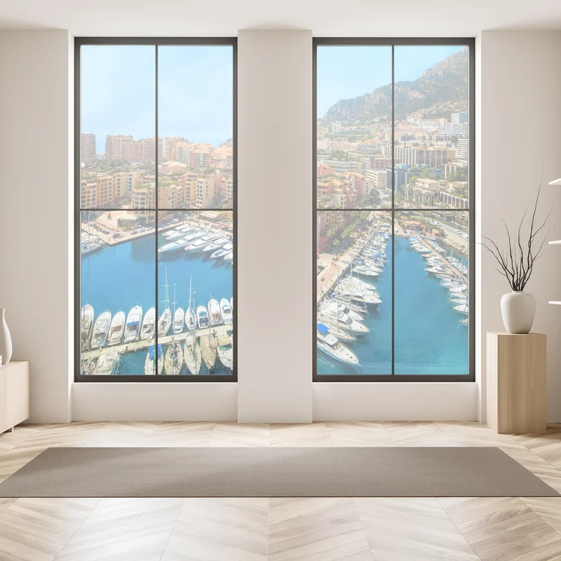 Fensteraufkleber sonnige marina und küstenstadt Fensteraufkleber sonnige marina und küstenstadt