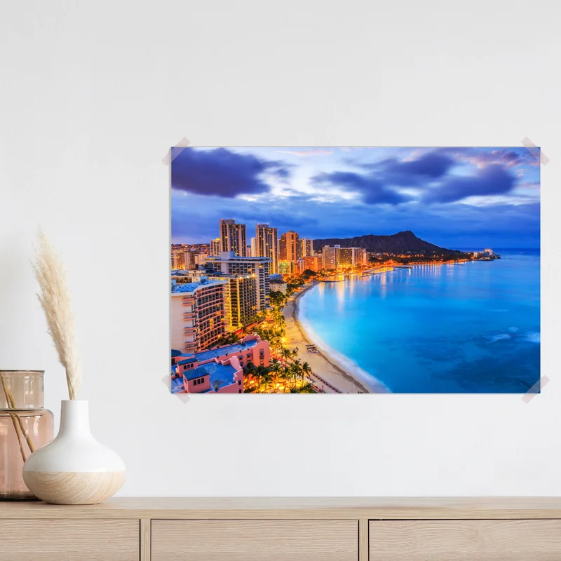 Poster Honolulu skyline bei dämmerung Poster Honolulu skyline bei dämmerung