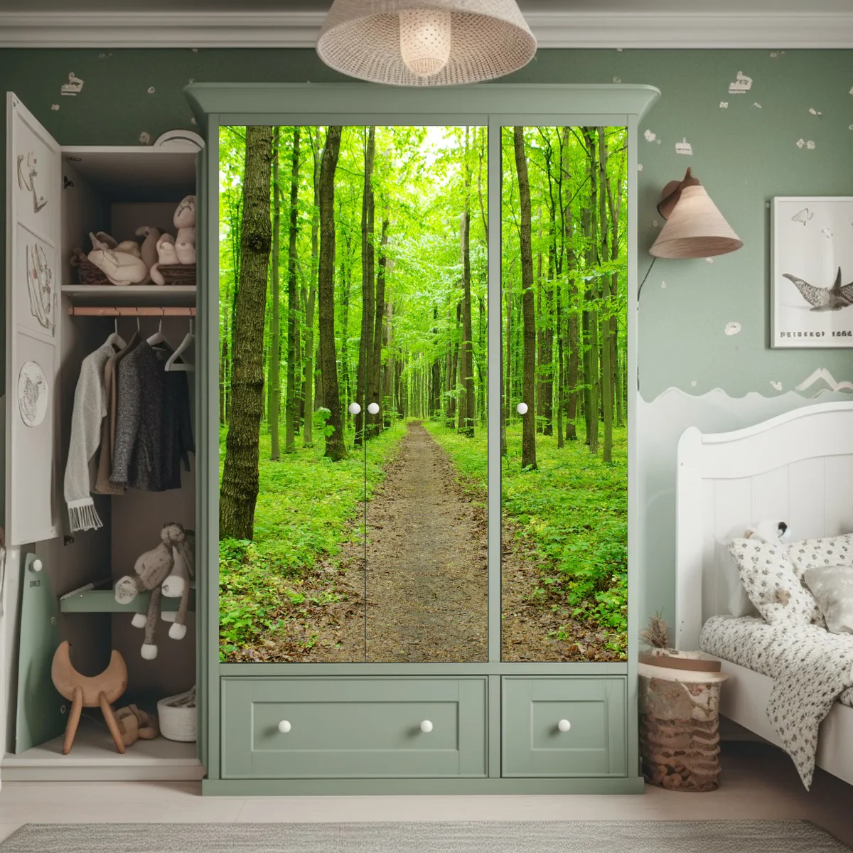 Schrankaufkleber ruhiger grüner waldweg Schrankaufkleber ruhiger grüner waldweg