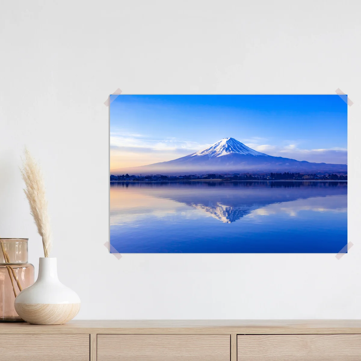 Poster Mount Fuji morgendliche reflexion über ruhigem see Poster Mount Fuji morgendliche reflexion über ruhigem see