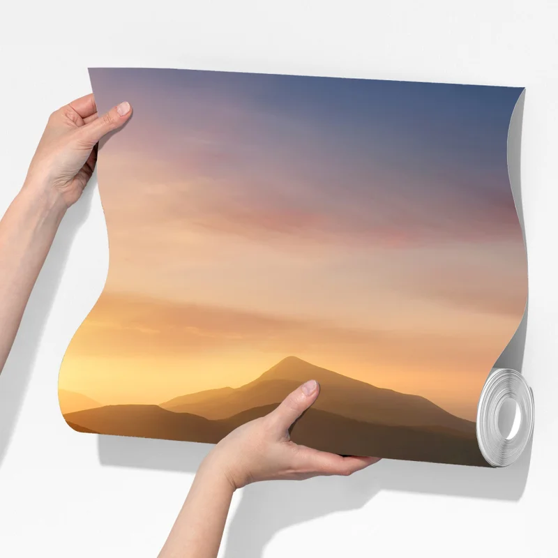 Fototapete sonnenaufgang über dem smaragdgrünen bergtal Fototapete sonnenaufgang über dem smaragdgrünen bergtal