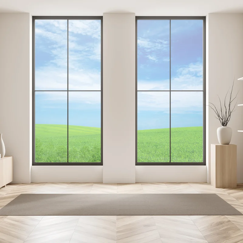 Fensteraufkleber grüne wiese unter blauem himmel