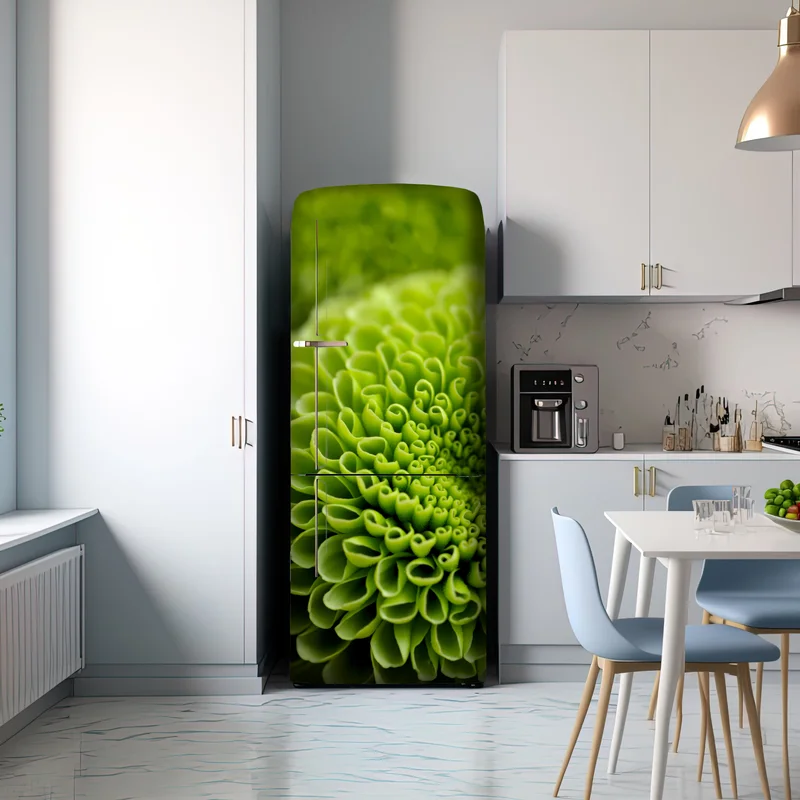 Kühlschrankaufkleber leuchtende grüne blumenspirale im makro Kühlschrankaufkleber leuchtende grüne blumenspirale im makro