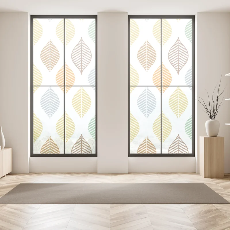 Fensteraufkleber pastelliges blättermuster für die wand