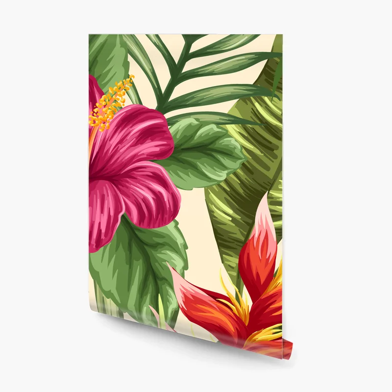 Fototapeta tropikalny wzór kwiatowy z hibiskusem i plumerią Fototapeta tropikalny wzór kwiatowy z hibiskusem i plumerią