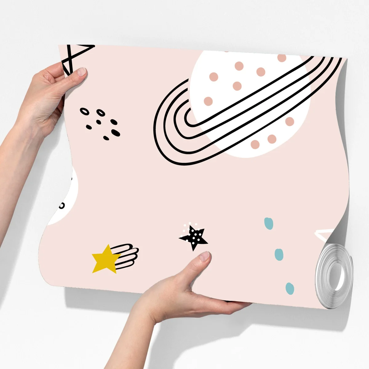 Fototapeta zabawny pastelowy wzór kosmiczny dla dzieci Fototapeta zabawny pastelowy wzór kosmiczny dla dzieci