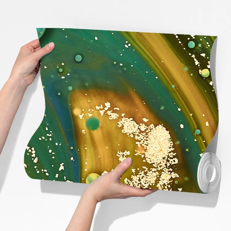 Fototapete grün-goldene flüssige marmorierte kunst Fototapete grün-goldene flüssige marmorierte kunst