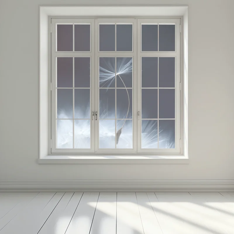 Fensteraufkleber zarte makroaufnahme eines löwenzahnsamens