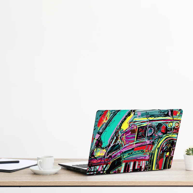 Laptop-Aufkleber lebhafte türkis abstrakte autokomposition