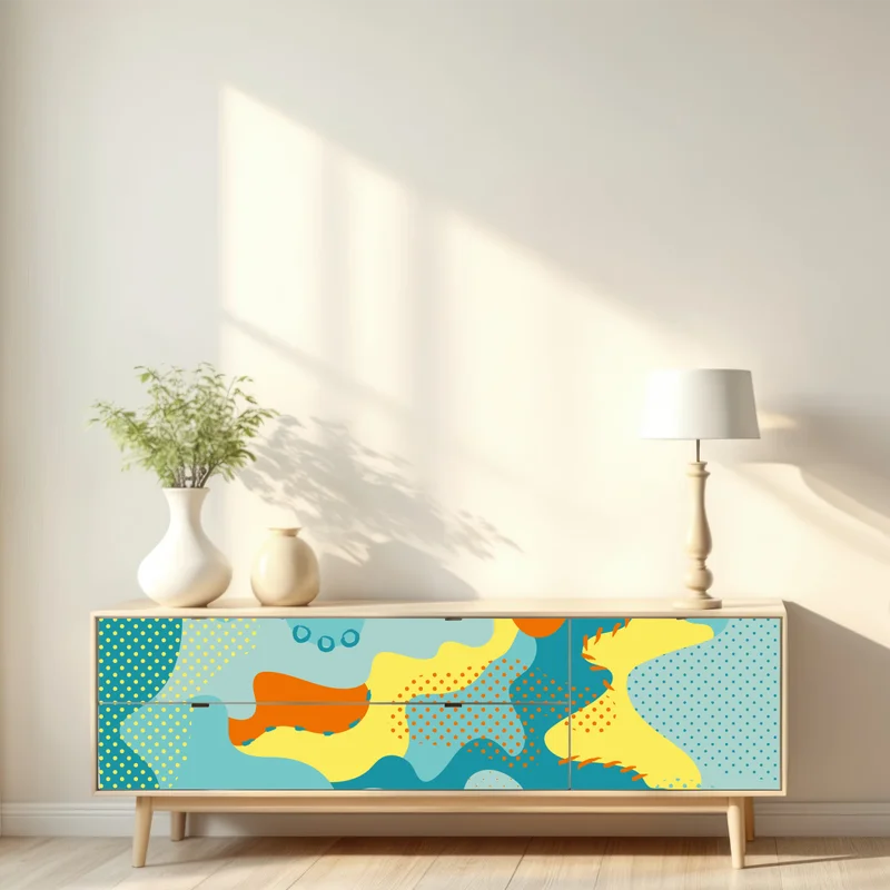 Repositionierbarer Aufkleber lebendige abstrakte pop-art-komposition